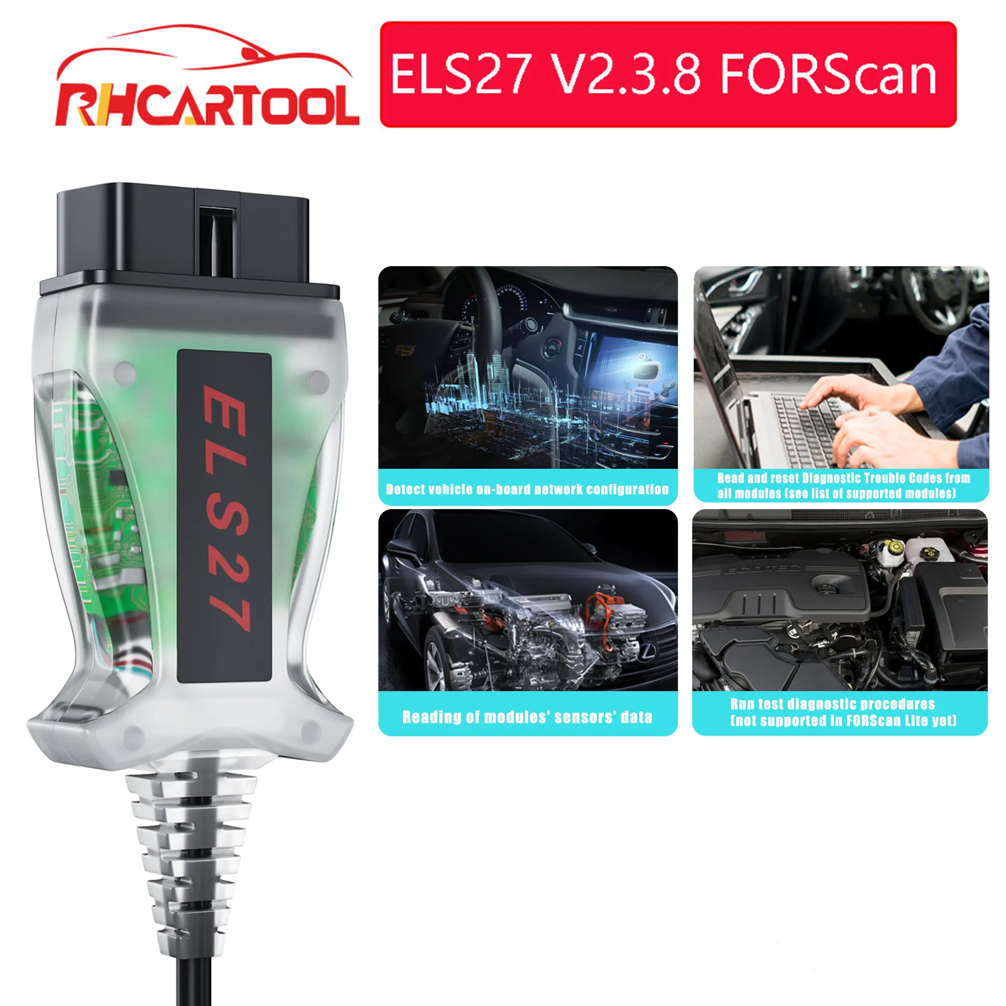 

ELS27 V2.3.8 FORScan Scanner For Mazda/ForLincoln Vehicles ELS27 FORScan Scanner OBD2 Diagnostic Cable Support ELM327 J2534