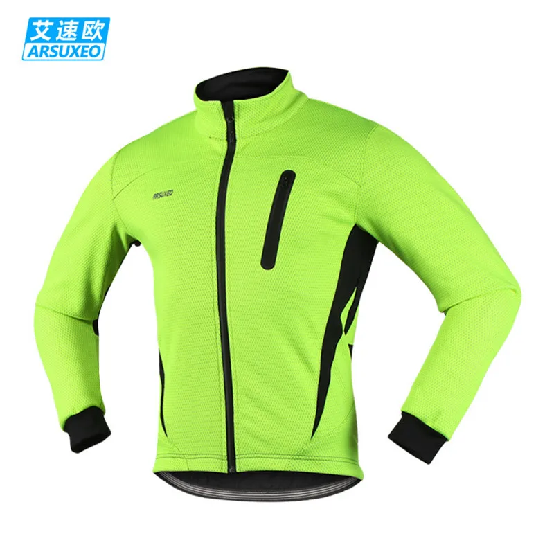 ARSUXEO Winter Men's Cycling Jacket Thermal Fleece Warm Reflective Bike Jacket Bicycle Clothing Windproof Windbreaker MTB Coat  - buy with discount