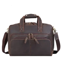 luxury mens leather business briefcase natural leather retro handbag 17 inch laptop bag diagonal bag
