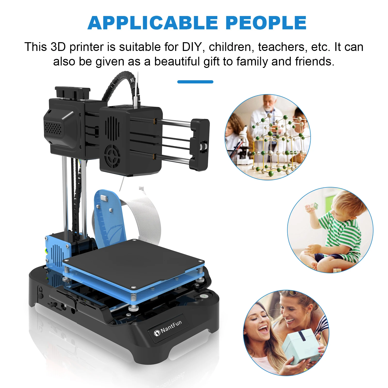 3D Mini Printer 100x100x100mm No Heated Bed One-Key Printing With TF Card PLA Filament Simple Printing Machine