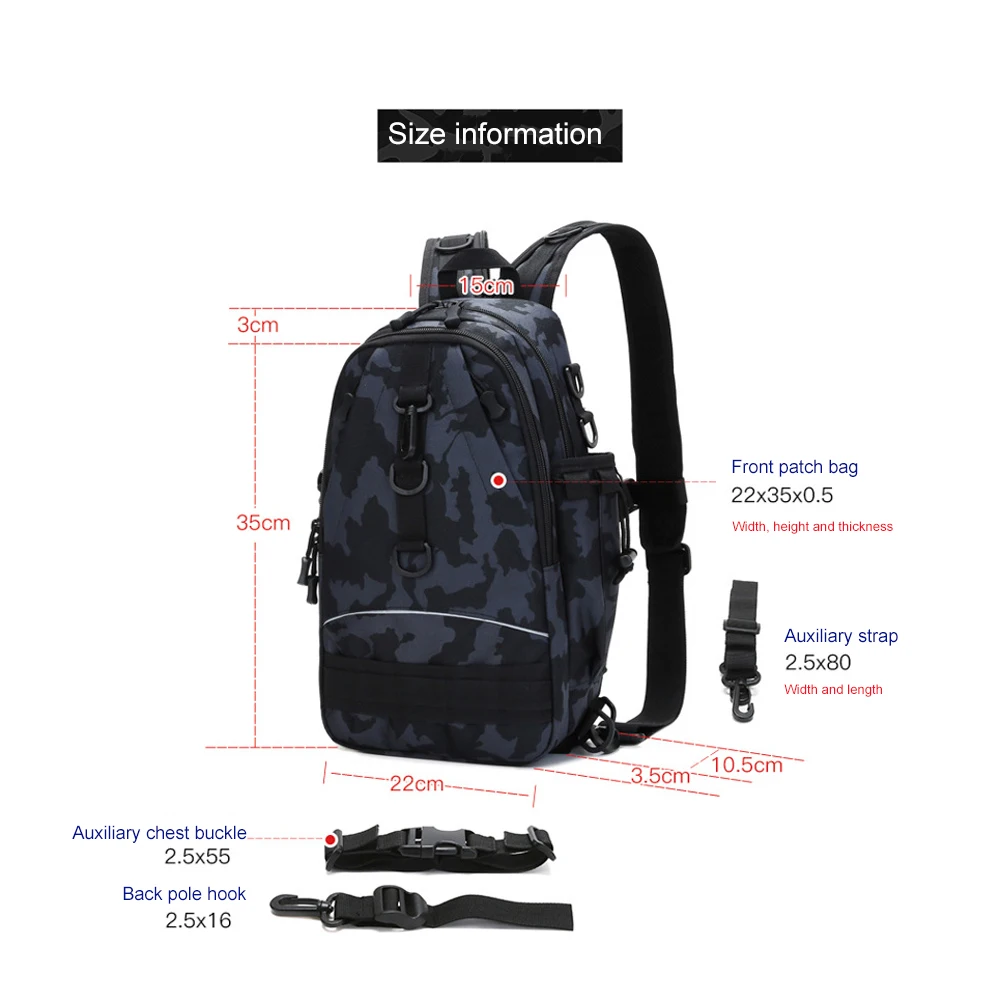 

Fishing Tackle Bag Shoulder Backpack Fishing Lures Camouflage Storage Pouch Multifunction Waterproof Fishing Accessories