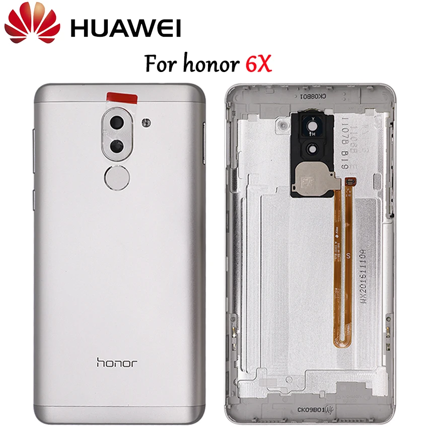 Задняя крышка батареи задняя дверь корпус для huawei Honor 6X+ камера объектив кнопки питания+ палец ключ гибкий кабель