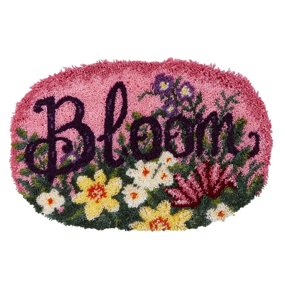 

DIY Latch Hook Kit with Printed Pattern Crochet Needlework Crafts for Kids and Adults Includes Hook Flower Home Decoration