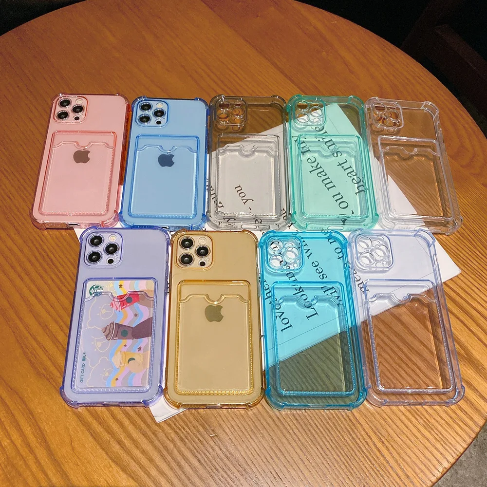 

For Iphone 12 Pro Max 11 Clear Card Bag Case Soft Transparent Silicone 2 In1 Portable Shockproof Protect Cover X Xr Xs Max Tpu