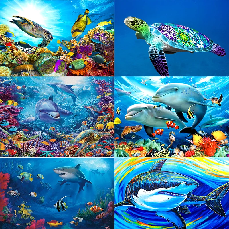 Набор для алмазной вышивки Дельфин и черепаха | Дом сад