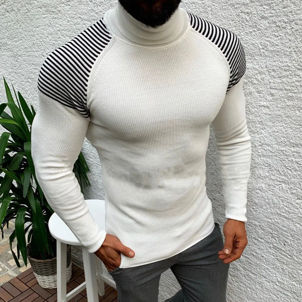 Модные мужские свитера с длинным рукавом Облегающая водолазка Мужская одежда