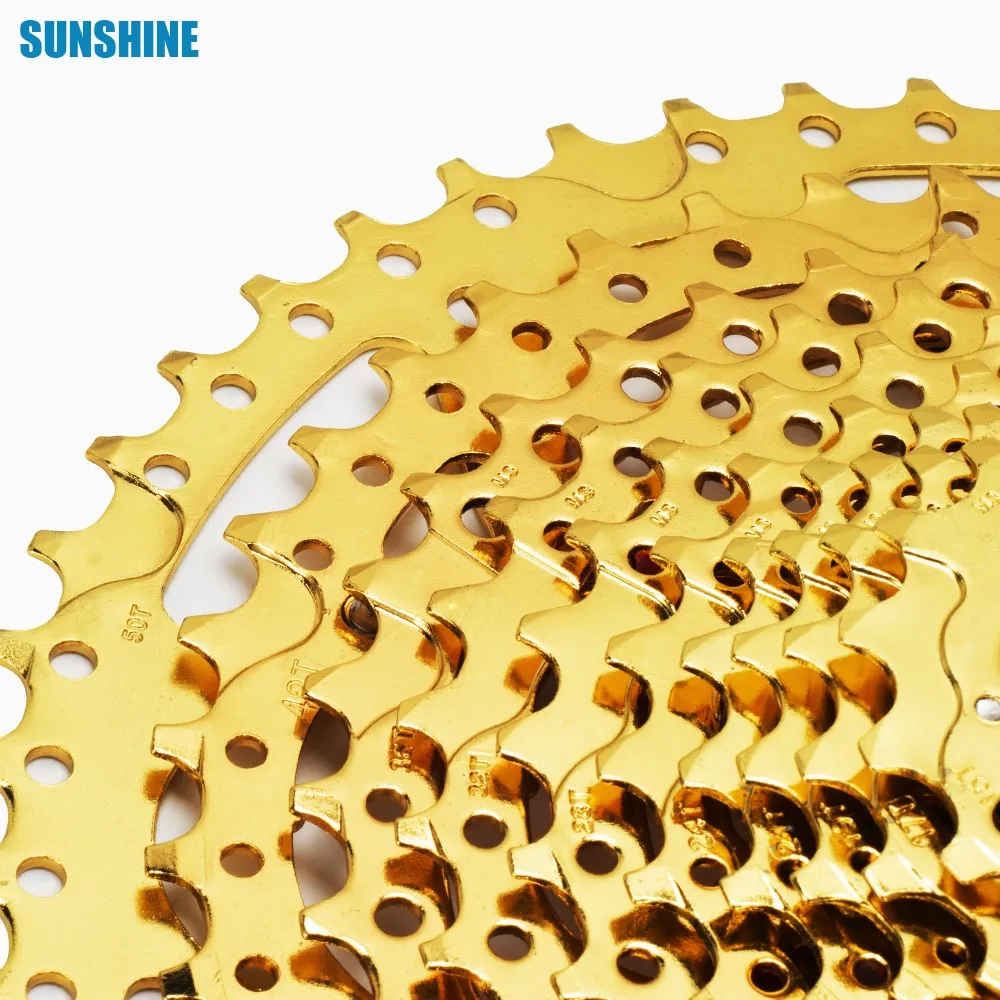 

SUNSHINE 9/10/11/12 Speed Road Bike Freewheel 11-32/50T Cassette Sprocket Gold Bicycle Cassette Freewheel MTB Sprocket