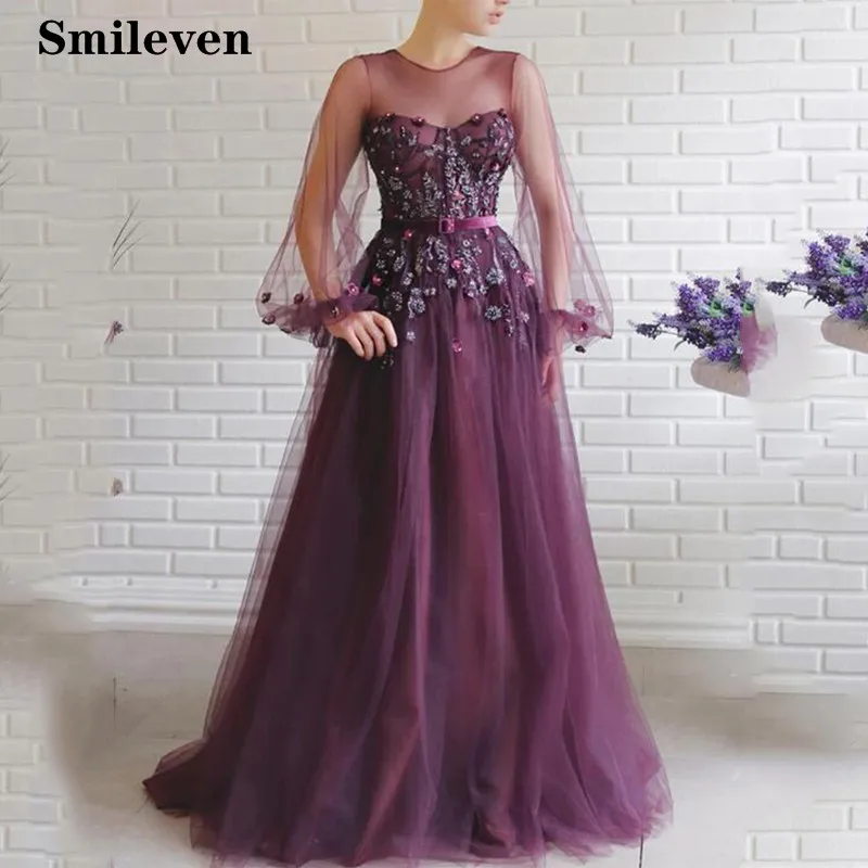 Кружевное Вечернее Платье Smileven платье с пышными рукавами для выпускного вечера