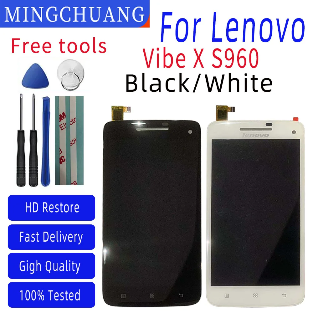 

ЖК-дисплей 5,0 дюйма для Lenovo Vibe X S960, с сенсорным экраном, дигитайзером в сборе, с запасными частями и инструментом