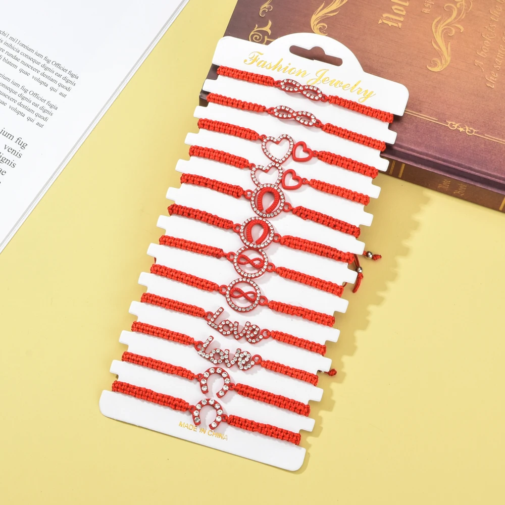 Женский Плетеный Красный браслет в богемном стиле ручной работы набор