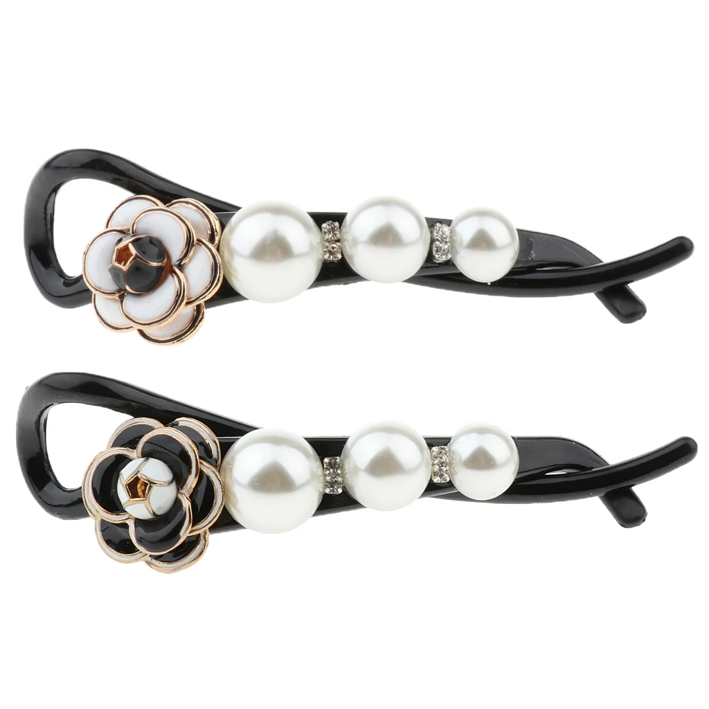 

Elegant Pearl Flower Banana Clips Headwear Barrette Ponytail Holder