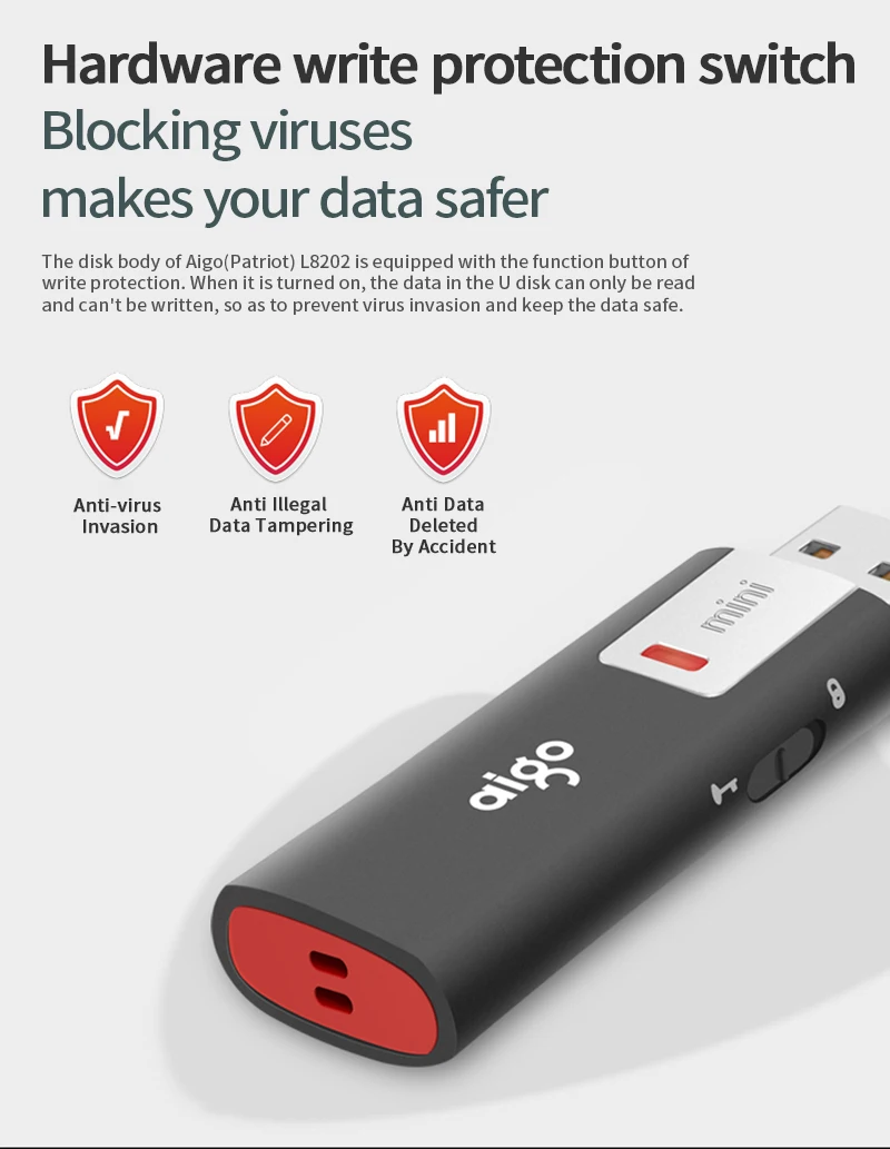 Aigo Антивирусная usb Блокировка данных ручка-накопитель защита от записи usb флешка 16 Гб Память usb cle usb chiavetta usb ключ