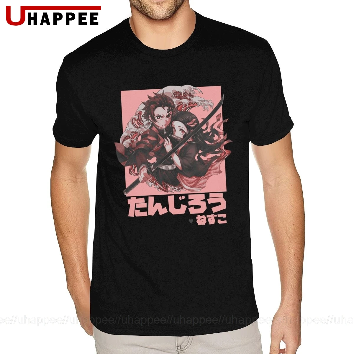 Harajuku Tanjiro X Nezuko Demon Slayer футболки для мужчин 5XL хлопковая футболка с короткими