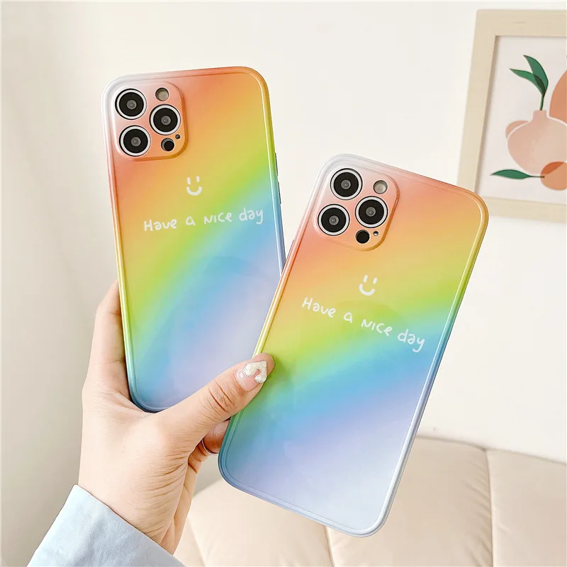 

Gradient Rainbow for Iphone 11 Pro Max Cases for Women for X XS XR XSMAX 12 Pro Max Mobile Phone Case for 7 8 Plus Soft Cover