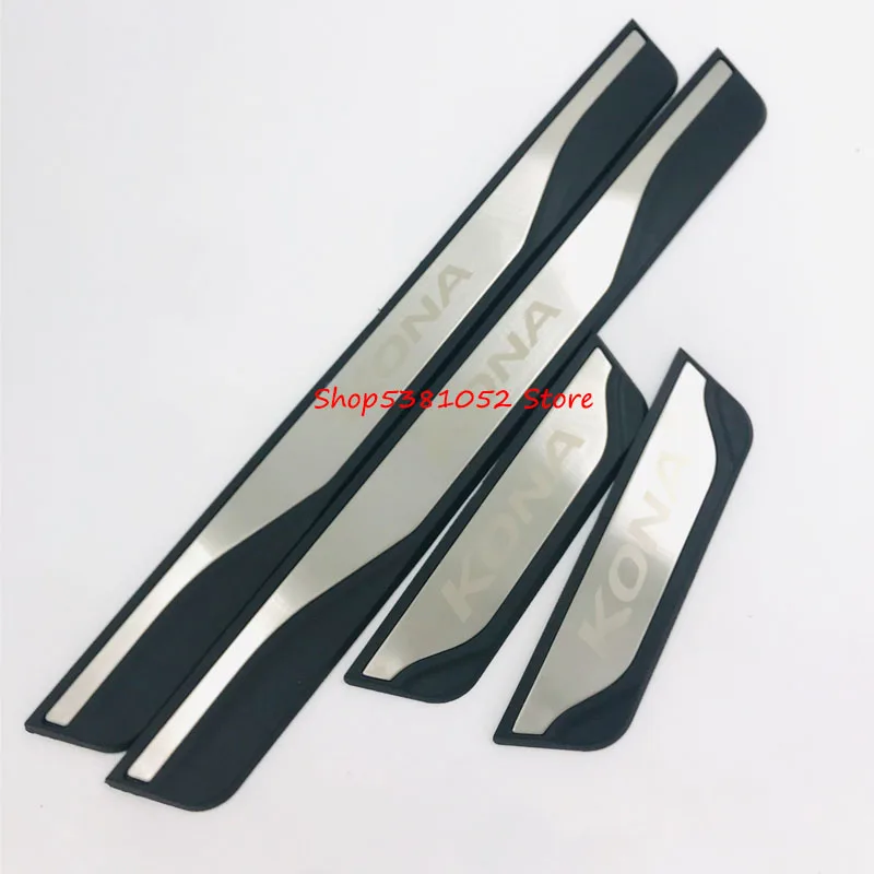 

Car Door Sill Trim For Hyundai Kona 2017 2018 2019 2020 2021 Stainless Steel Threshold Sticker Car Plate Protectors Styling