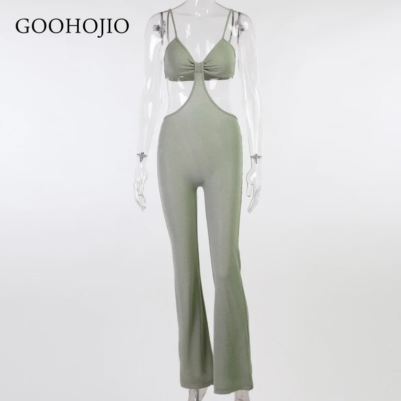

GOOHOJIO 2021 Spring Autumn New Casual Rompers Womens Backless Jumpsuit for Ladies Sexy Skinny High Waist One Piece Suit Women