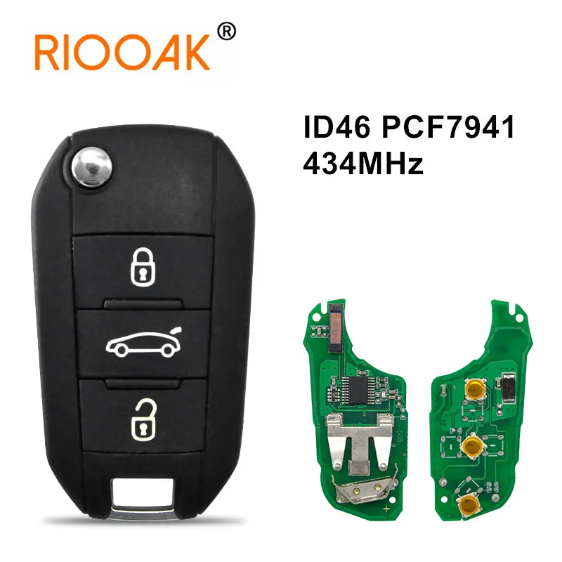 

Car Remote Control Key 434MHz ID46 PCF7941 Chip For Peugeot 208 2008 301 308 508 5008 Citroen C-Elysee C4-Cactus