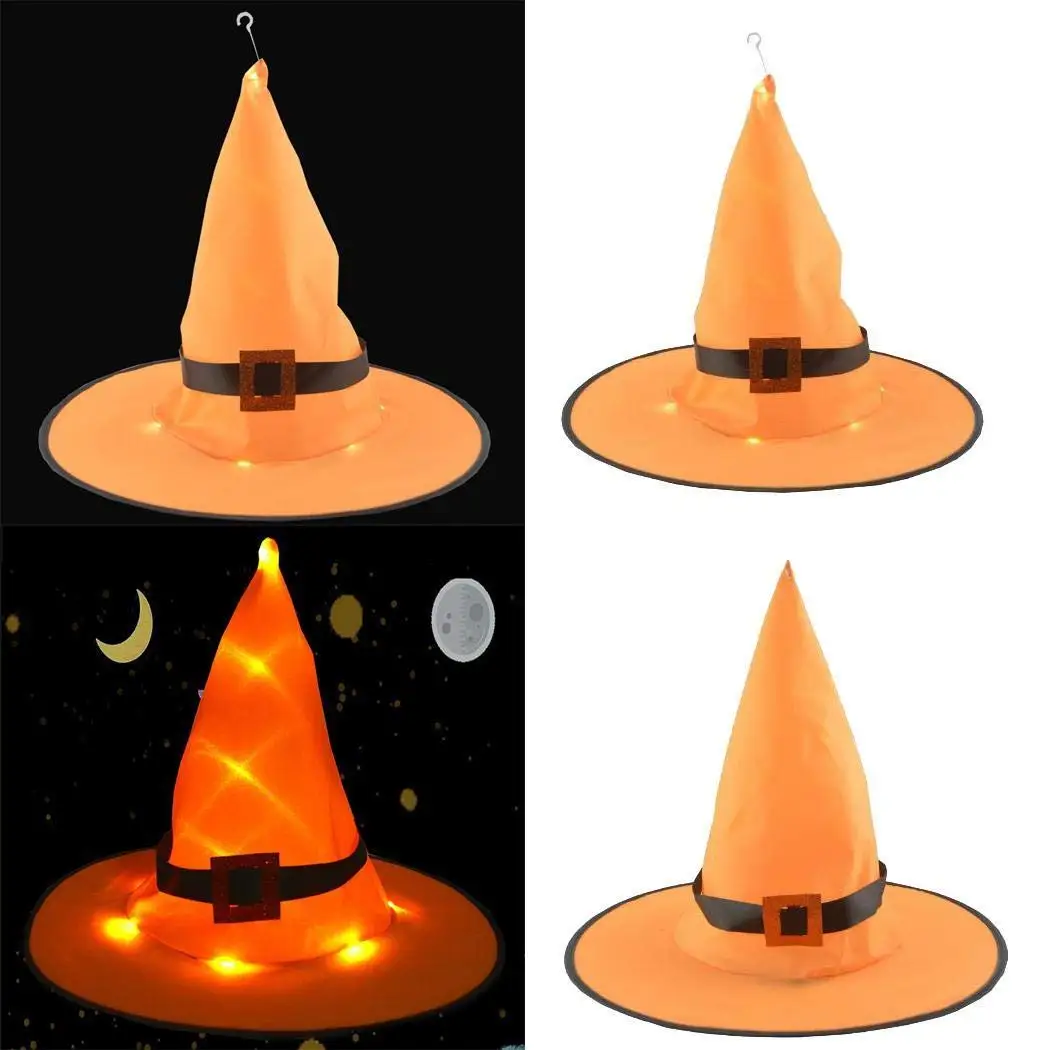 Волшебник на Хэллоуин ведьма шляпа светодиодная светлая крышка Фонарь Висячие