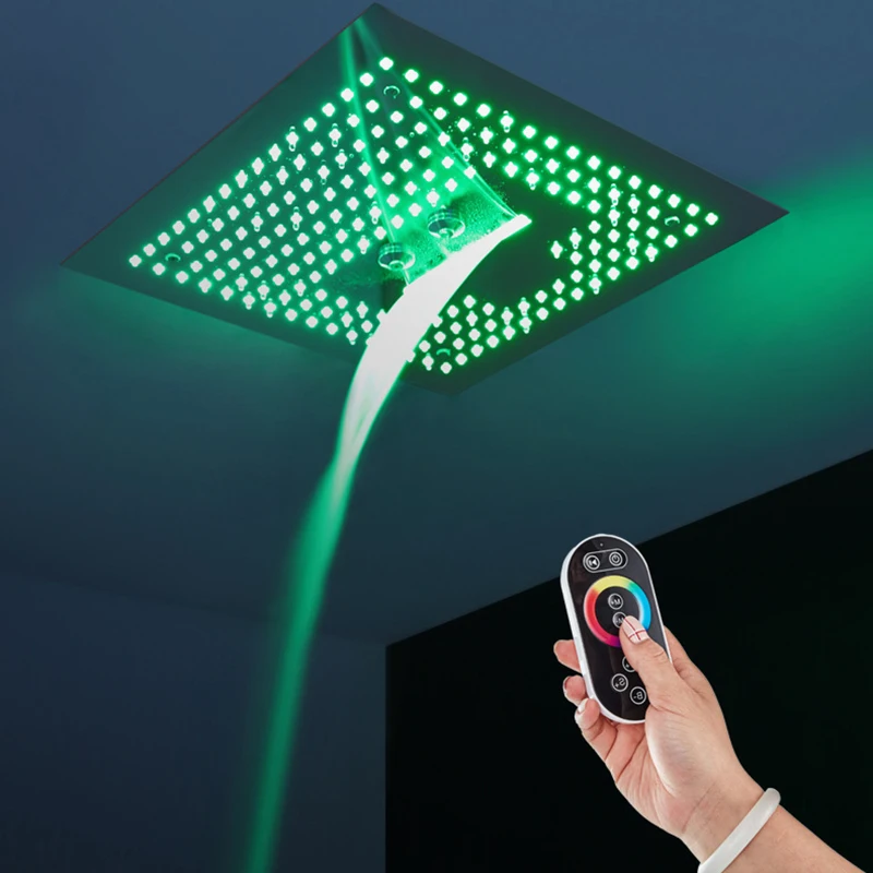 Телефон управления Светодиодный светильник душевая головка 304 SUS осадков водопад