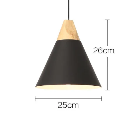25cm Black Современный светодиодный подвесной светильник в скандинавском стиле из дерева, для кафе, ресторана, спальни, кухни, разноцветное украшение для дома, алюминиевый светильник - Цвет корпуса: 25cm Black