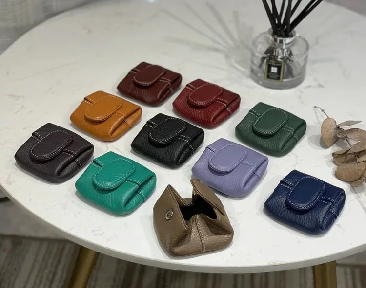 

Однограммный маленький чехол из натуральной кожи для Airpods 1 2 Pro 4, сшитый защитный Мини-чехол с ремешком на шнурке, модная сумка для наушников