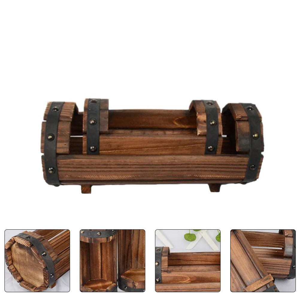 

Flower Pots Mini Flowerpot Garden 2PCS/Set Half Barrel Planter Wood Flower Pot Home Decor