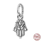 Женские бусины-подвески на удачу, серебряные защитные подвески-подвески в виде ручки Hamsa, подходят для оригинального браслета Pandora, Серебряные украшения 925 пробы