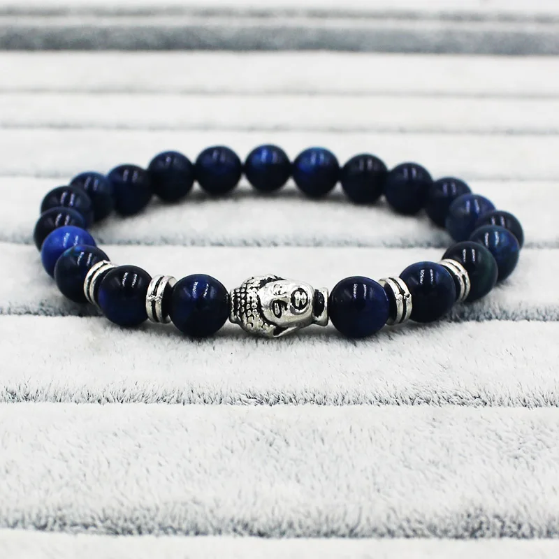 Браслет с бусинами тигровый глаз для мужчин и женщин модный Шарм браслет синего