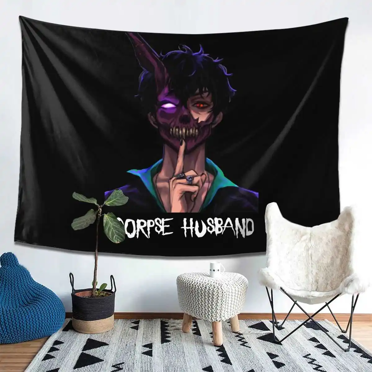 

Corpse Husband Memes Tapestry Blanket Curtain Onlyhands Among Us Crewmate Imposter Game Wall Cloth Polyester Home Decoration