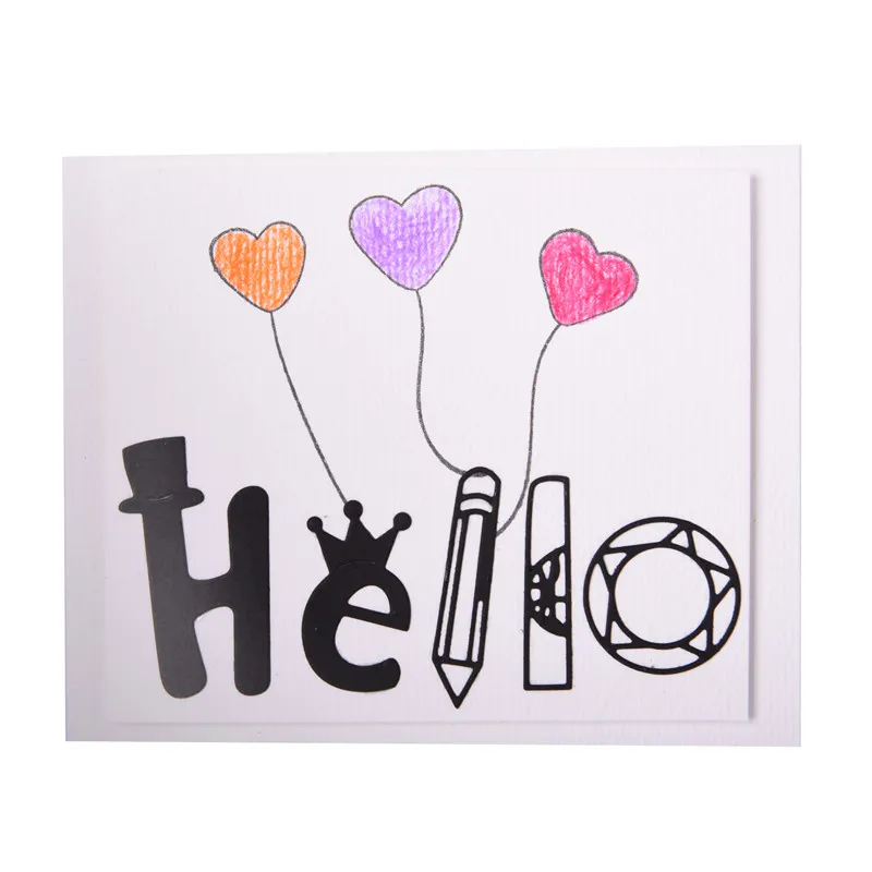 InLoveArts слова Hello металлический Трафаретный вырубной штамп с милой шляпа карандаш