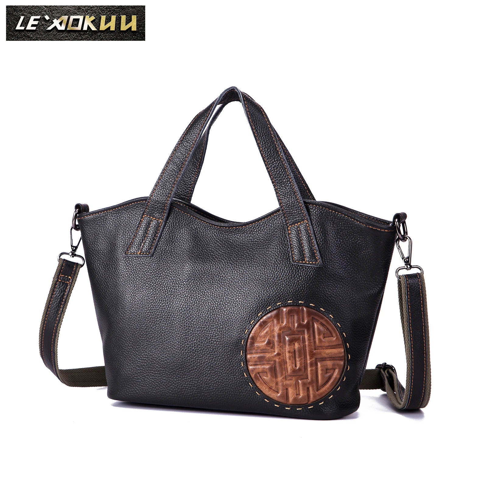 Сумка тоут женская из натуральной кожи брендовый винтажный Повседневный