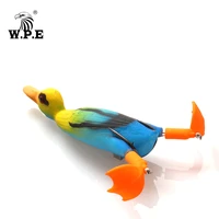 w p e brand 1pcs soft lure fishing duck 18 5g topwater simulation floating artificial bait plopping and splashing feet frog lure