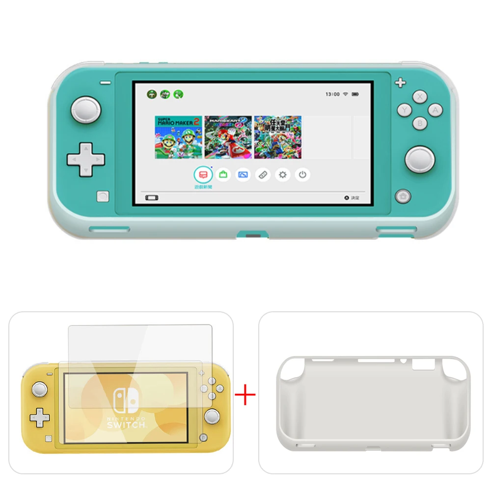 set 2 Полупрозрачный термополиуретан Switch Lite чехол из закаленного стекла пленка Набор для Switch Lite геймпад с игровыми картами слот Joy Con игровые накладки Чехлы - Цвет: set 2