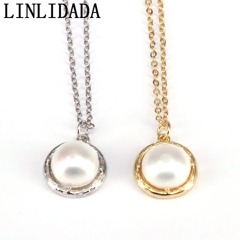 

Цепочка с подвеской с жемчугом женская, ожерелье из металла круглой формы под золото и серебро, бижутерия, хороший подарок для женщин, 10 штук