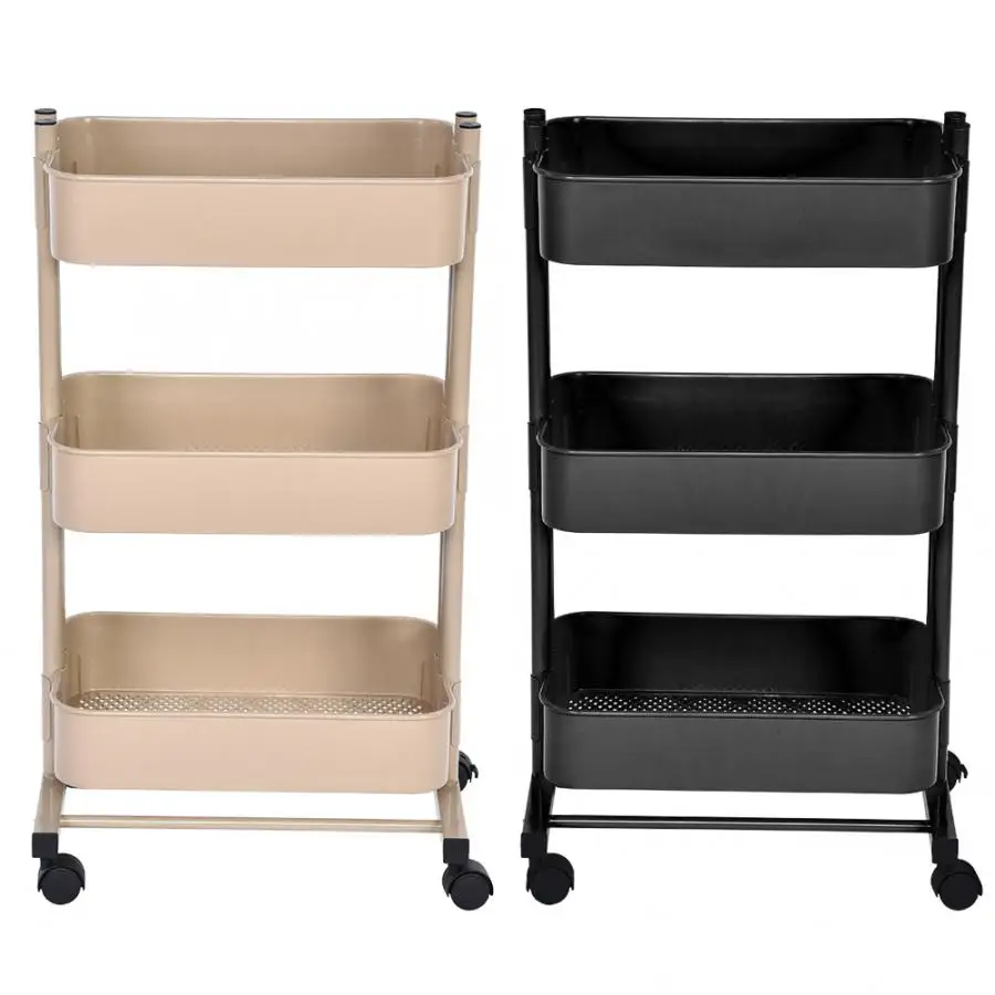 Трехуровневая тележка органайзер с подвижными гибкими колесами для ванной