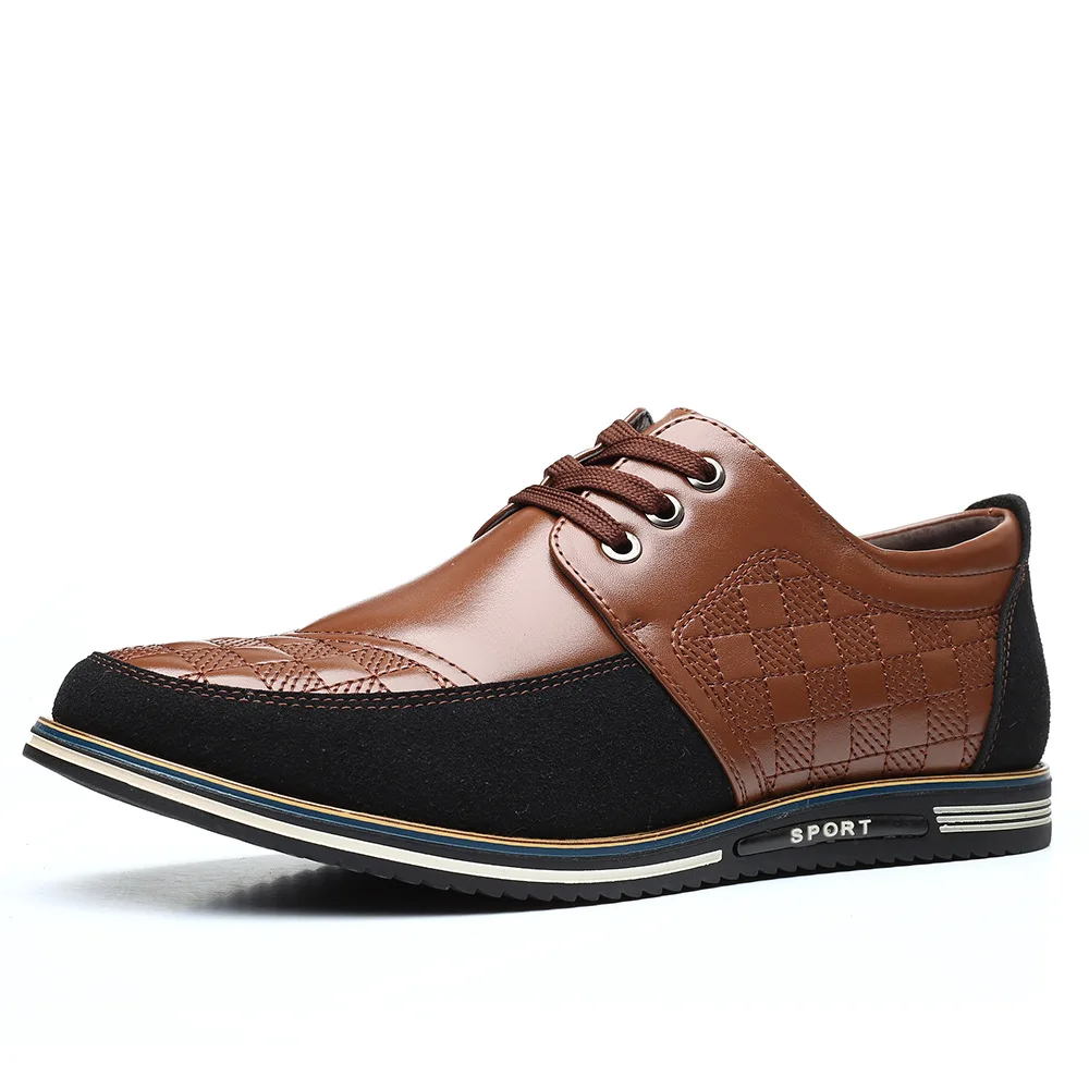 

2021 fall British style men's casual shoes fashion leather shoes daily new personality lace-up soft bottom flat bottom