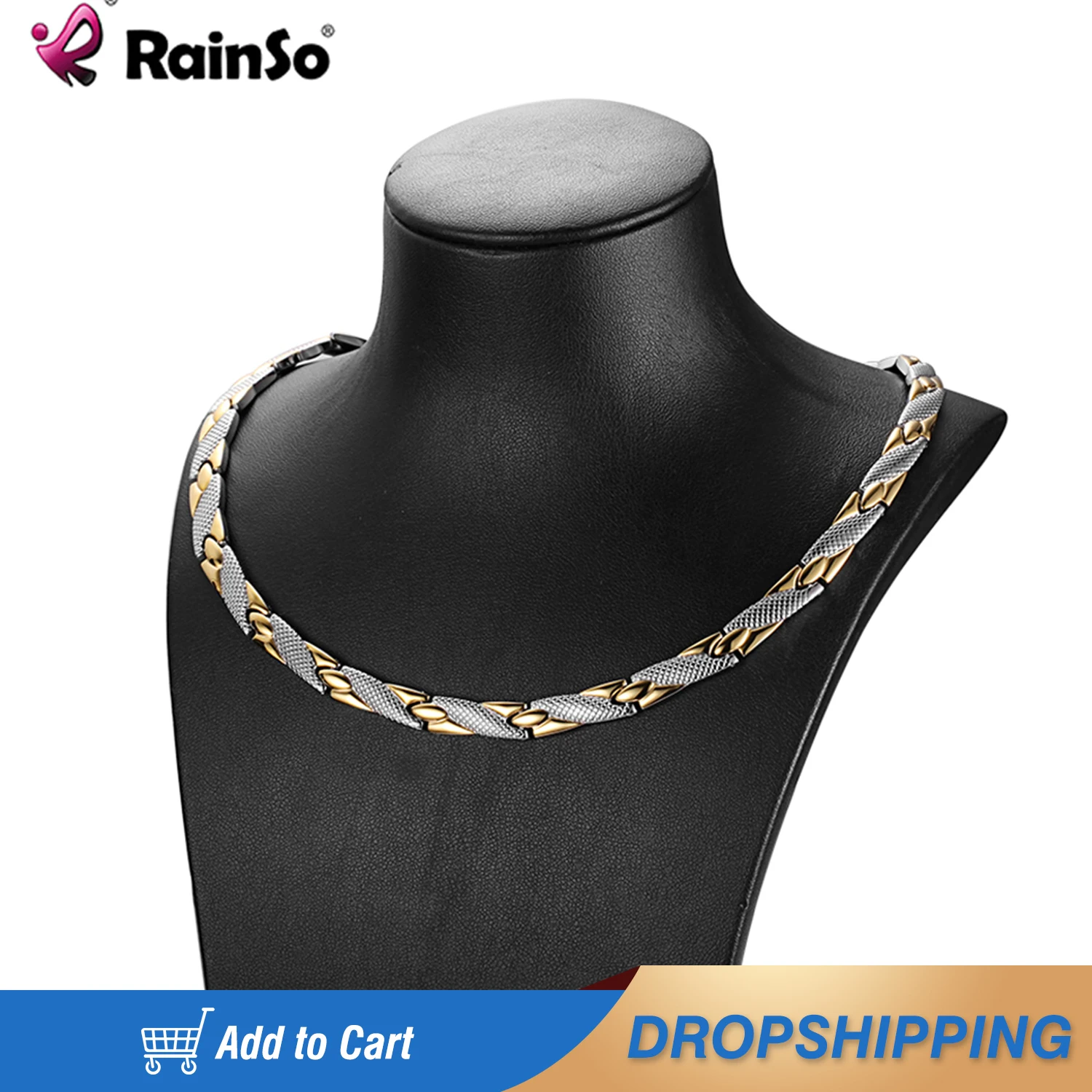 

RainSo Magnetic Link Chain Stainless Steel Necklaces Health For Arthritis FIR Bio Energy Healing Power Necklace Women For lovers