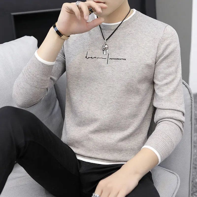 

Autumn and Winter Men's Thick Sweater Korean-Style Cotton Knitwear Fashion Flow Warm Sweater Handsome Men's Bottoming Shirt