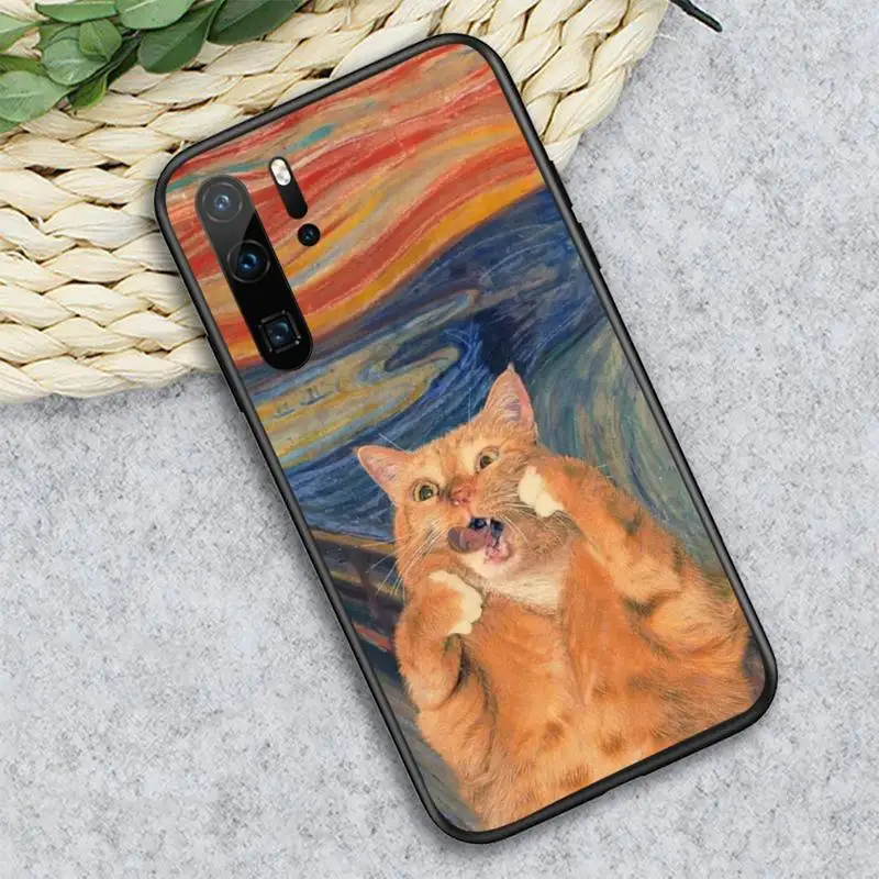 

Retro Cat Art Aesthetics pattern Phone Case For Huawei honor Mate P 10 20 30 40 i 9 8 pro x Lite smart 2019 nova 5t