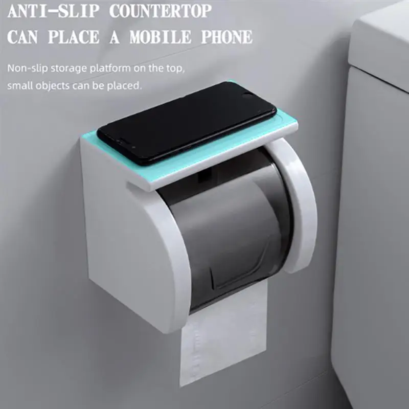 

Roll Paper Holder Multifunctional Wall Mounted Punch Free Paper Organizer Tissue Box Storage Rack for Bathroom Kitchen