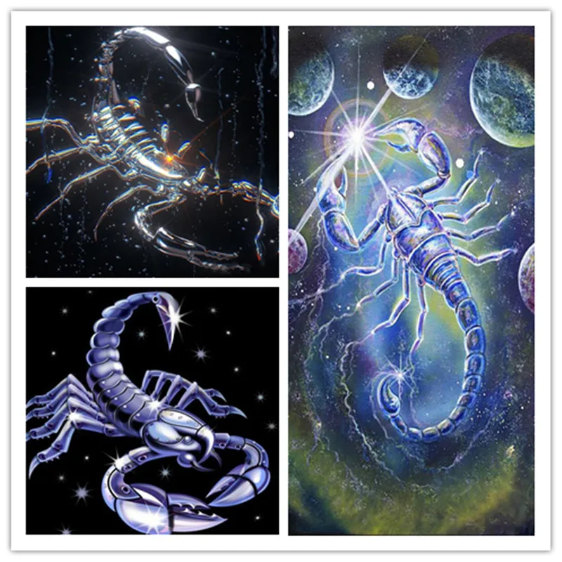 Полная круглая алмазная живопись с животными скорпионами 5D вышивка сделай сам