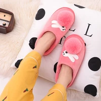 2020 new cute rabbit winter warm slippers women gift cotton shoes for male and female pluch family christmas indoor slipper