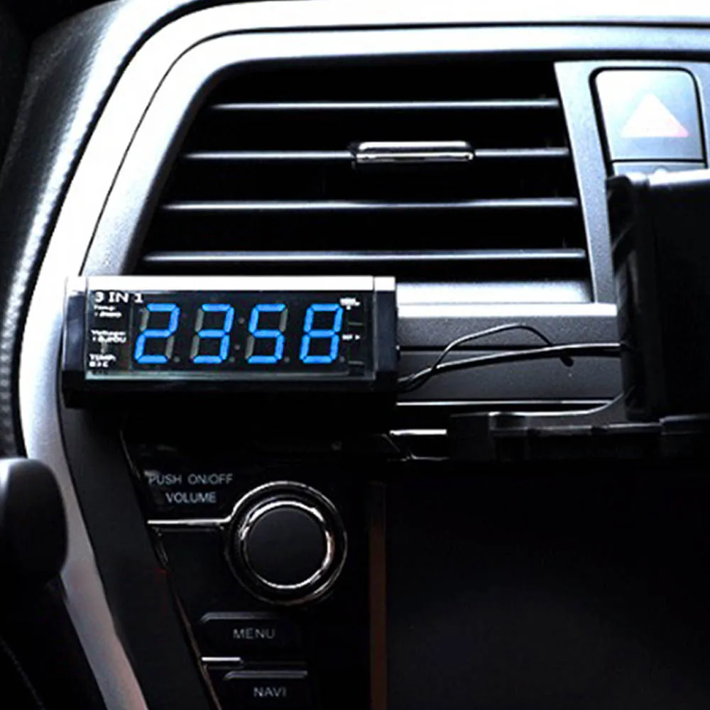 3 в 1 электронные часы для автомобиля Авто термометр Вольтметр украшение