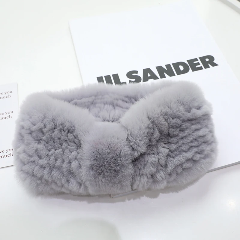 

2021 children woman scarf Rex rabbit fur collar female winter stretch mesh bib headband wild leather grass plush headgear