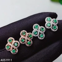 kjjeaxcmy fine jewelry natural emerald 925 sterling silver women gemstone earrings new ear studs support test popular
