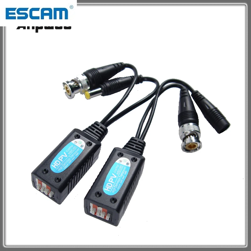 

Cat5 CCTV UTP Video Balun Twisted BNC CCTV Passive Transceivers For 2MP 3MP 4MP For HD CVI/AHD/TVI IPC ESCAM 500PH 200M Range