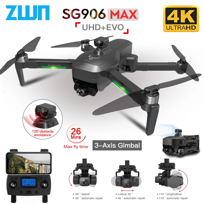 SG906 MAX Pro 2 GPS Дрон с Wi-Fi 4K камерой трехосевой карданный бесщеточный
