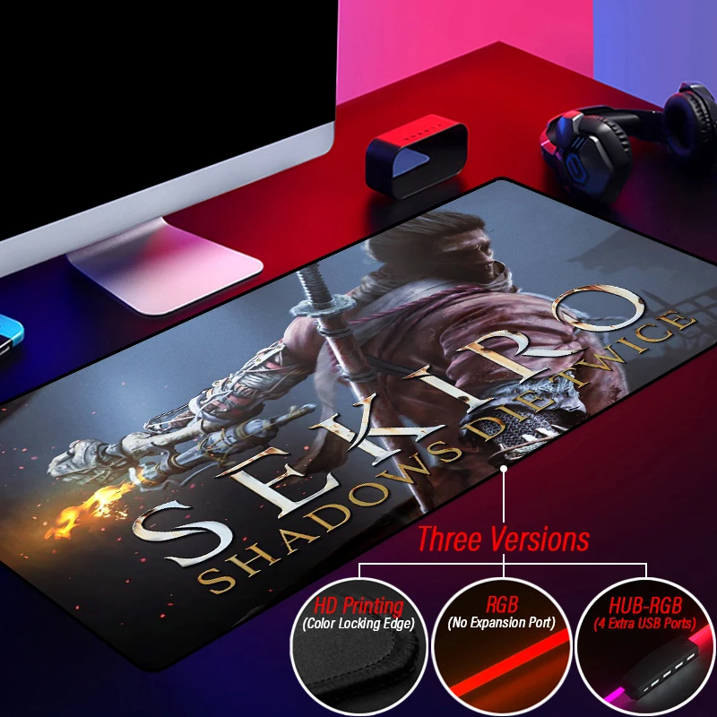 

Коврик SEKIRO Wolf для мыши, Япония, заказ, RGB игровой светящийся коврик для мыши со светодиодной подсветкой, милая искусственная кожа, высокоскор...
