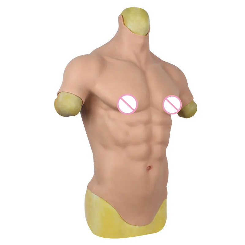 

Silicone Chest Fake Abs Male Clothing Crossdresser Muscle Suit Men's Seconds Change Belly Muscle Cosplay Latex Costume Hot Sale