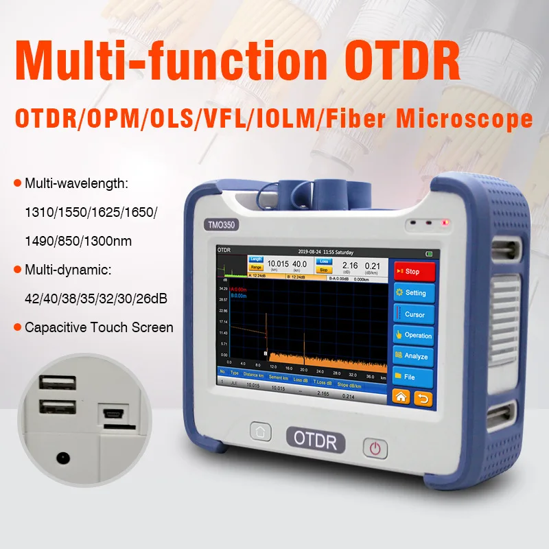 

OTDR 850/1300/1310/1490/1550/1625nm Optional Wavelength Fiber Optic OTDR Reflectometer FTTH With VFL OPM OLS Event Map